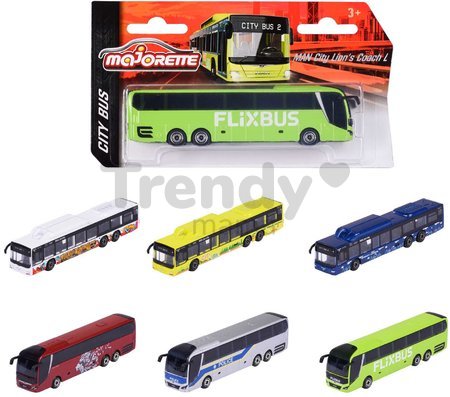 Autobus MAN City Bus Majorette s odpružením 13 cm dĺžka rôzne druhy