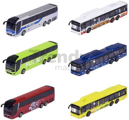 Autobus MAN City Bus Majorette s odpružením 13 cm dĺžka rôzne druhy