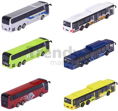 Autobus MAN City Bus Majorette s odpružením 13 cm dĺžka rôzne druhy