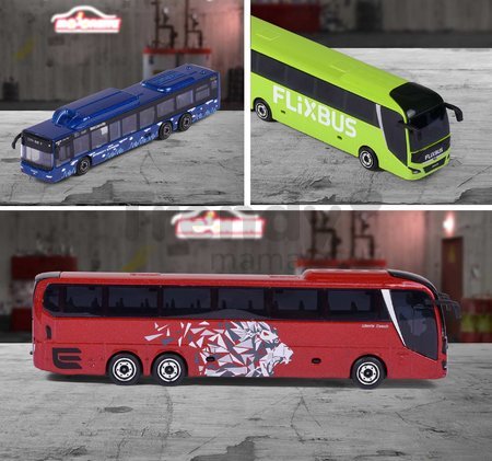 Autobus MAN City Bus Majorette s odpružením 13 cm dĺžka rôzne druhy