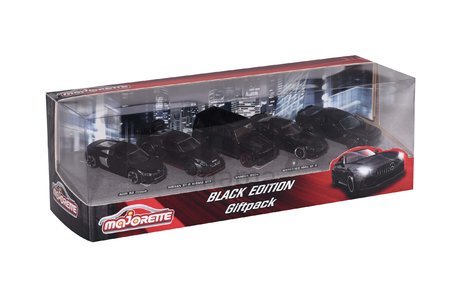 Autíčka Black Edition Majorette otvárateľné 7,5 cm dĺžka sada 5 druhov v darčekovom balení