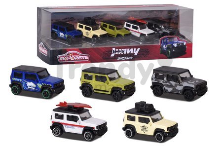 Autíčka terénne Suzuki Jimny Majorette kovové 7,5 cm dĺžka sada 5 druhov v darčekovom balení