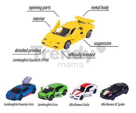 Autíčka Dream Cars Italy Giftpack Majorette kovové dĺžka 7,5 cm v darčekovom boxe