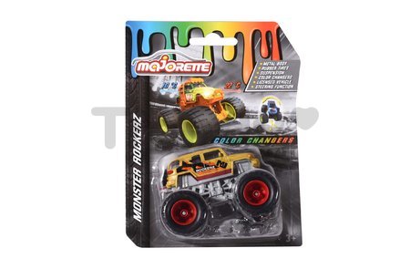 Autíčko meniace farbu Monster Rockerz Color Changers Majorette s odpružením a gumenými kolieskami 7,5 cm dĺžka 5 rôznych druhov