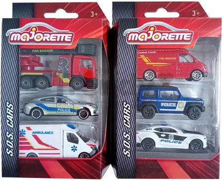 Autíčka zásahové S.O.S. Majorette s pohyblivými časťami 7,5 cm dĺžka 3 druhy 2 rôzne varianty