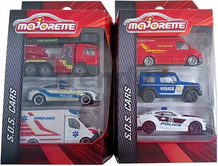 Autíčka zásahové S.O.S. Majorette s pohyblivými časťami 7,5 cm dĺžka 3 druhy 2 rôzne varianty