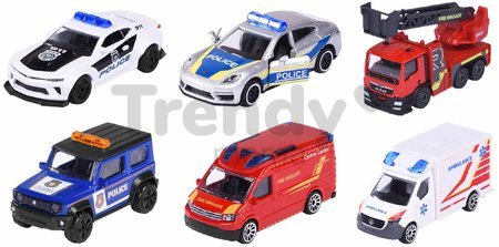 Autíčka zásahové S.O.S. Majorette s pohyblivými časťami 7,5 cm dĺžka 3 druhy 2 rôzne varianty