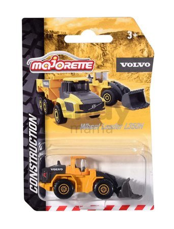 Autíčko stavebné Volvo Construction Edition Majorette s pohyblivými časťami 7,5 cm dĺžka 6 rôznych druhov