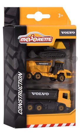 Autíčka stavebné Volvo Construction Edition Majorette s pohyblivými časťami 7,5 cm dĺžka 3 druhy 2 varianty