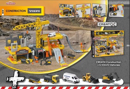 Autíčka stavebné Volvo Construction Edition Majorette s pohyblivými časťami 7,5 cm dĺžka 3 druhy 2 varianty