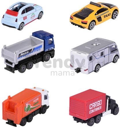 Autíčko mestské City Vehicles Majorette s pohyblivými časťami 7,5 cm dĺžka 6 rôznych druhov