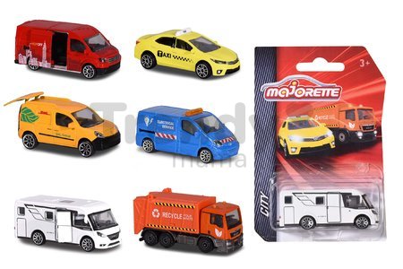 Autíčko mestské City Vehicles Majorette s pohyblivými časťami 7,5 cm dĺžka 6 rôznych druhov