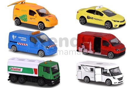 Autíčko mestské City Vehicles Majorette s pohyblivými časťami 7,5 cm dĺžka 6 rôznych druhov