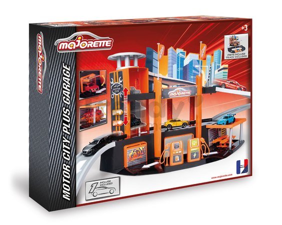 Garáž 3 poschodová s výťahom Garage Motor City Plus Majorette s rampou autodielňou a 1 autíčko