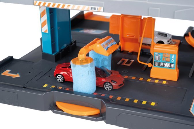 Garáž 3 poschodová s autoservisom Garage City Flex Majorette s manuálnym výťahom autoumyvárňou a 5 autíčok
