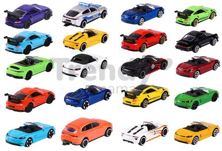 Autíčka Porsche Edition Discovery Pack Majorette kovové dĺžka 7,5 cm sada 20 druhov + 2 autíčka zdarma