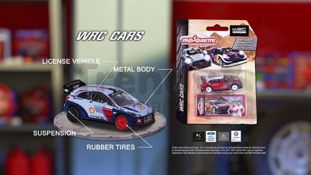 Autíčko rally WRC Cars Majorette kovové s gumenými kolieskami a zberateľskou krabičkou 7,5 cm dĺžka rôzne druhy