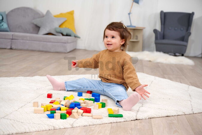 Drevené kocky Wooden Blocks Coloured Eichhorn farebné 75 kusov veľkosť 25 mm od 12 mes