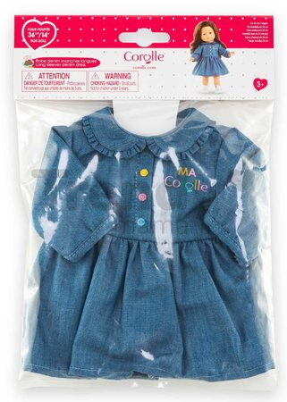 Džínsové šaty pre bábiku Denim Dress Long Sleeves Ma Corolle pre 36 cm bábiku