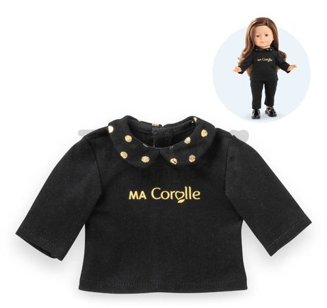 Tričko pre bábiku Black & Gold T-shirt Ma Corolle pre 36 cm bábiku