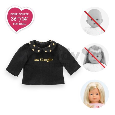 Tričko pre bábiku Black & Gold T-shirt Ma Corolle pre 36 cm bábiku