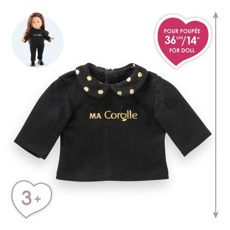 Tričko pre bábiku Black & Gold T-shirt Ma Corolle pre 36 cm bábiku