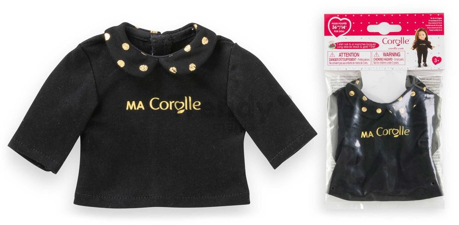 Tričko pre bábiku Black & Gold T-shirt Ma Corolle pre 36 cm bábiku