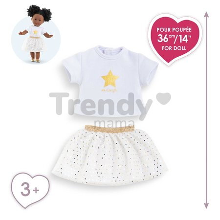 Tričko a sukňa pre bábiku Top & Skirt Set Ivory & Gold Ma Corolle pre 36 cm bábiku