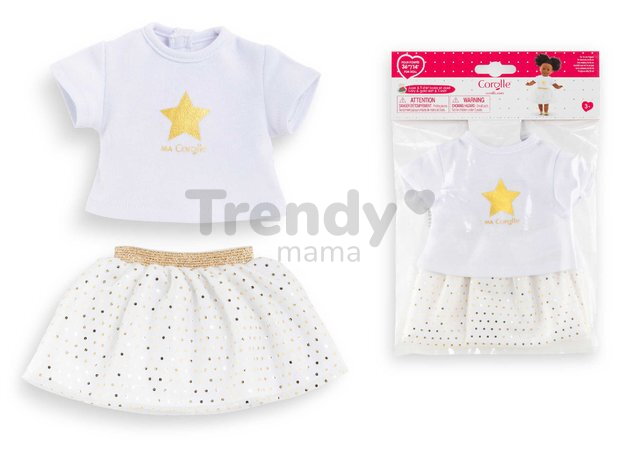 Tričko a sukňa pre bábiku Top & Skirt Set Ivory & Gold Ma Corolle pre 36 cm bábiku