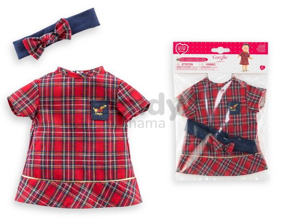 Šaty pre bábiku Dress & Headband Corolle Holidays Corolle vianočná edícia pre 36 cm bábiku