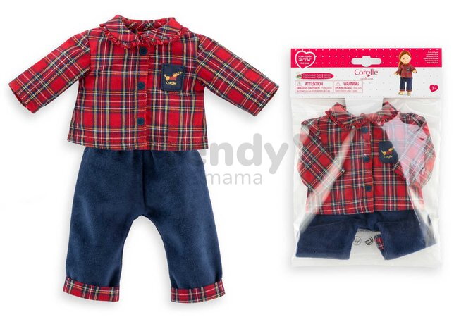 Nohavice a košeľa pre bábiku Homewear Style Ma Corolle vianočná edícia pre 36 cm bábiku