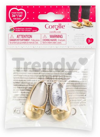 Balerínky pre bábiku Gold Ballet Flat Shoes Ma Corolle pre 36 cm bábiku