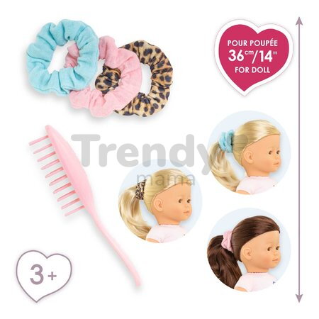Hrebeň a gumičky do vlasov pre bábiku Hair Brush & Scrunchies Set Ma Corolle pre 36 cm bábiku