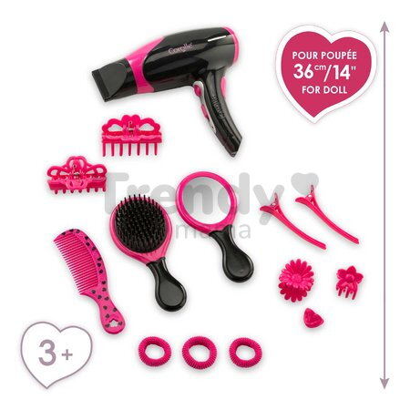 Fén na vlasy pre bábiku Hairstyling Set Ma Corolle 14 doplnkov pre 36 cm bábiku