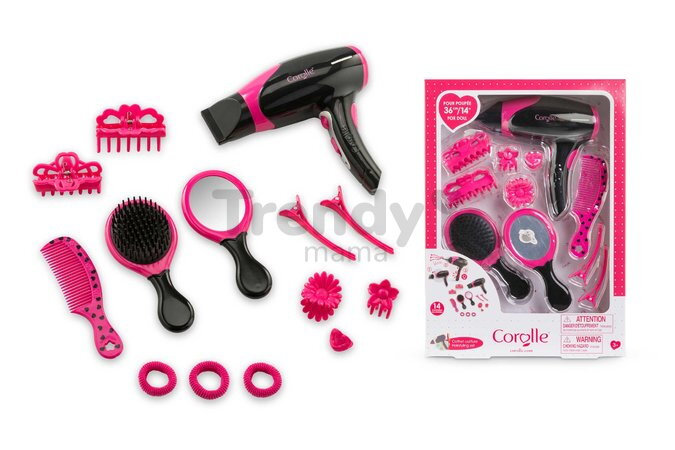 Fén na vlasy pre bábiku Hairstyling Set Ma Corolle 14 doplnkov pre 36 cm bábiku