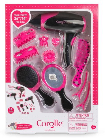Fén na vlasy pre bábiku Hairstyling Set Ma Corolle 14 doplnkov pre 36 cm bábiku