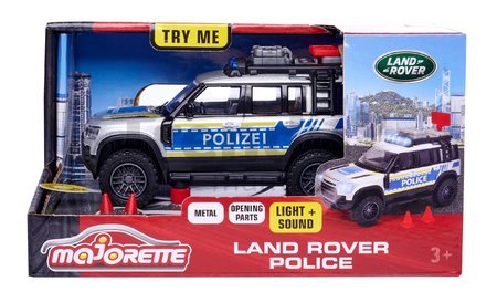 Autíčko policajné Land Rover Police Majorette so zvukom a svetlom dĺžka 12,5 cm