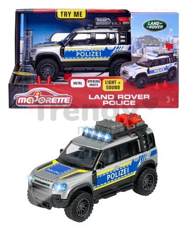 Autíčko policajné Land Rover Police Majorette so zvukom a svetlom dĺžka 12,5 cm