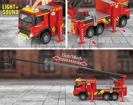 Autíčko hasičské Volvo Truck Fire Engine Majorette so zvukom a svetlom dĺžka 19 cm