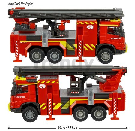 Autíčko hasičské Volvo Truck Fire Engine Majorette so zvukom a svetlom dĺžka 19 cm