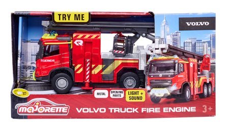 Autíčko hasičské Volvo Truck Fire Engine Majorette so zvukom a svetlom dĺžka 19 cm