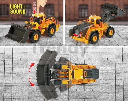 Nakladač Volvo Wheel Loader Majorette 21 cm dĺžka so zvukom a svetlom a pohyblivými časťami