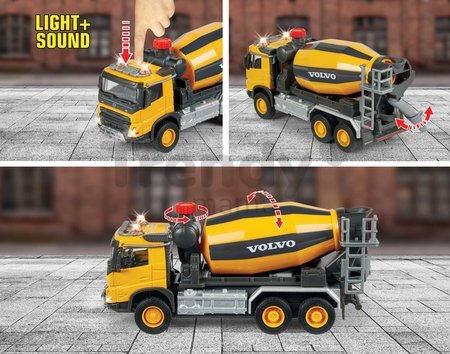 Autíčko stavebné miešačka Volvo Truck Cement Mixer Majorette so zvukom a svetlom dĺžka 19 cm