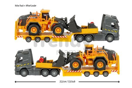 Kamión s nakladačom Volvo Truck & Wheel Loader Majorette 35 cm dĺžka so zvukom a svetlom