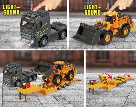 Kamión s nakladačom Volvo Truck & Wheel Loader Majorette 35 cm dĺžka so zvukom a svetlom