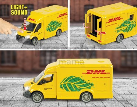 Autíčko kuriérske Mercedes-Benz Sprinter DHL Majorette so zvukom a svetlom dĺžka 15 cm