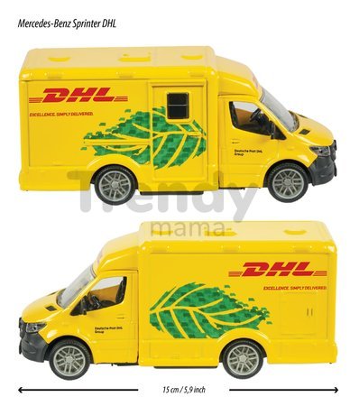 Autíčko kuriérske Mercedes-Benz Sprinter DHL Majorette so zvukom a svetlom dĺžka 15 cm