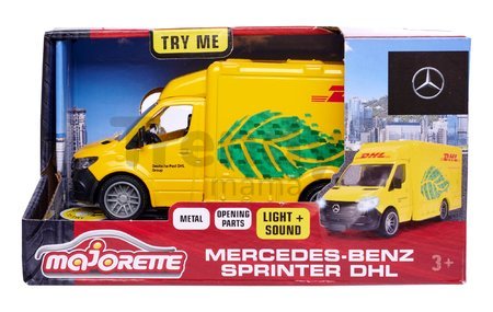 Autíčko kuriérske Mercedes-Benz Sprinter DHL Majorette so zvukom a svetlom dĺžka 15 cm