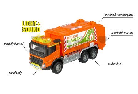 Autíčko smetiarske Volvo Truck Majorette so zvukom a svetlom dĺžka 19 cm