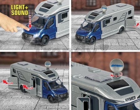 Autíčko karavan Hymer B-Class Majorette so zvukom a svetlom dĺžka 19 cm